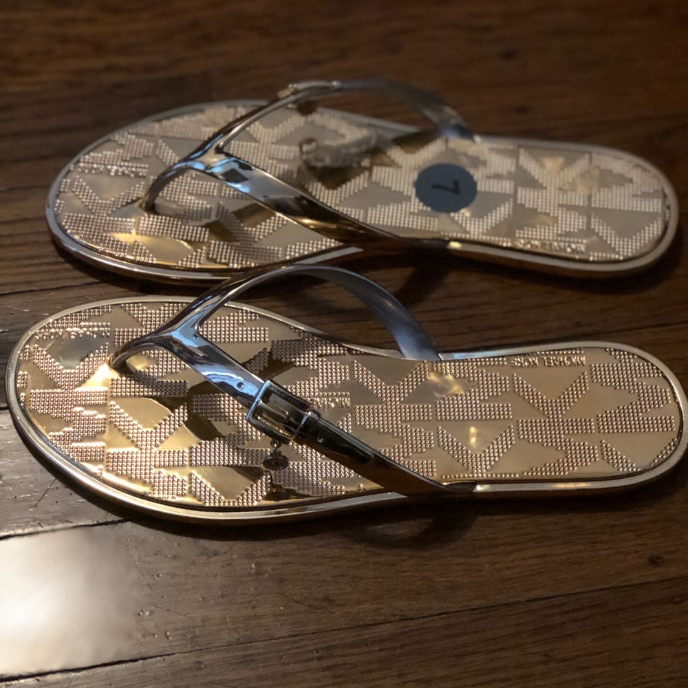Women’s Michael Kors Gold Flip Flop Sandals